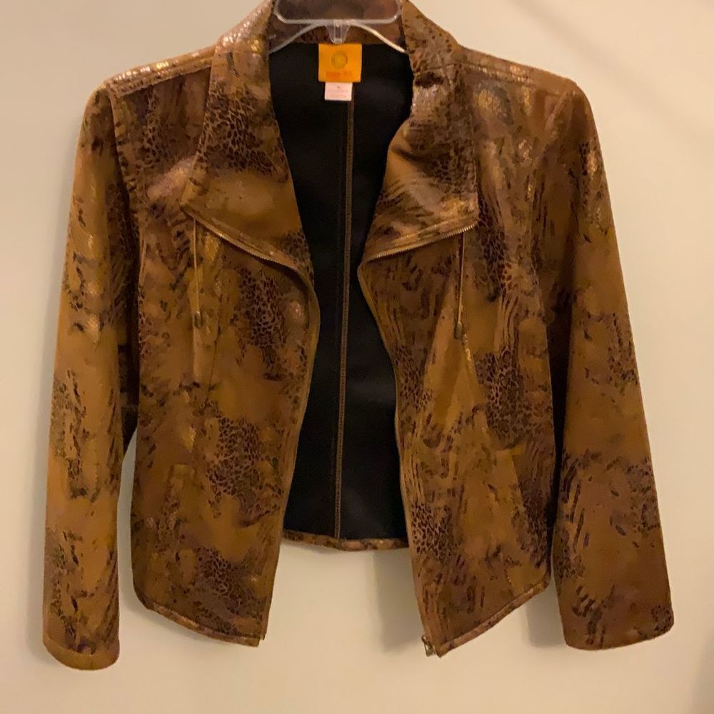 Ruby Red Jacket Size 16 Faux Leather animal print